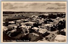 View from Cathedral. Hamilton Bermuda Real Photo Postcard. RPPC picture