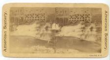 c1880 Glens Fall New York mill dam buildings across river stereo photo picture
