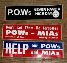 POW and MIA vintage set of three bumper stickers picture