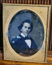 1850s Quarter Plate Dashing Young Man Hair Daguerreotype Photo Handsome Portrait picture