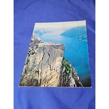 Norway Pulpit Rock Postcard Above Lysefjord Chrome Divided Scalloped Edges picture