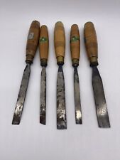 5 Piece Group Lot Set of Vintage HENRY TAYLOR Acorn Wood Carving Chisel Tools picture