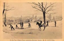 Mount Royal, Montreal, Canada Skiers Horse Skiing ca 1930s Vintage Postcard picture