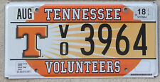 2018 UNIVERSITY OF TENNESSEE COLLEGE LICENSE PLATE# T V/O 3964 ~ GO VOLS picture
