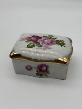 Vintage Japanese Ceramic Box w/ Hand Painted Roses & Gold Decoration picture