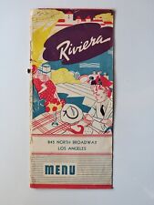 Vintage November 11, 1945 Riviera Restaurant Menu Los Angeles Armistice Truman picture