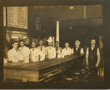 Restaurant Chef with Staff At Lunch Counter c1910 Albumen Photo picture