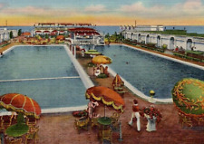 Vintage Linen Postcard West End Casino Building Swimming Pools Sunset NJ picture