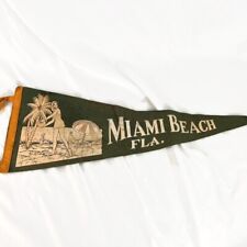 Vintage Mid-Century  Flag Pennant Banner Souvenir of Miami Beach Florida picture