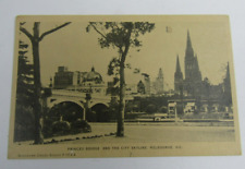 VTG Princes Bridge And The City Skyline Melbourne Vic Postcard White Border picture