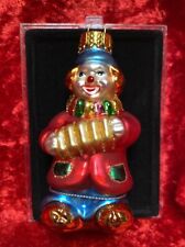 Vintage UNIQUE TREASURES Hand Crafted Glass Christmas Ornament Clown & Accordion picture