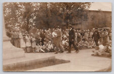 RPPC Real Photo Postcard Crowd At Monument Polic Escort Two Officials Entering picture