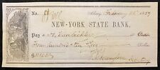 1859 *PRE CIVIL WAR* NEW YORK STATE BANK* $410.68 BANK CHECK+GRAPHIC VIGNETTE picture
