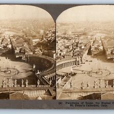 c1900s Rome Italy St Peter's Cathedral Birds Eye Stereoview SHARP Real Photo V32 picture