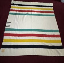Hudson Bay 4 Point Blanket Striped 100% Wool England Vintage 88”x69” picture