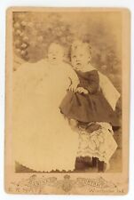 Antique Circa 1880s Cabinet Card Hiatt Adorable Little Children Winchester, IN picture