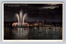 Denver CO-Colorado, Electric Fountain, Pavilion, City Park, Vintage Postcard picture
