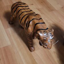 Vintage Tiger Leather Wrapped Statue 1 Sculpture Paper Mache picture