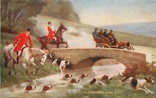 Art Postcard 5524. Fox Hunting Riders & Hounds, A Morning Spin, Passing Car picture