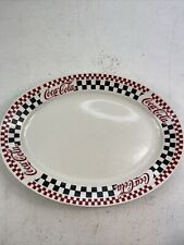 Vtg. 1996, Coca Cola Serving Platter. 13.5”. Checkered Pattern. Oval. picture