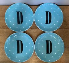 Lot of 4 Retired Lenox-Kate Spade TO THE LETTER Monogram D Blue Appetizer Plates picture