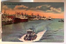 Busy Harbor, PORTLAND, Maine Linen Postcard - Colourpicture - Boats picture