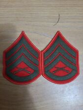 PAIR OF Female USMC E-6 STAFF SERGEANT CHEVRONS, Green Red picture