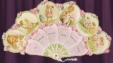 VICTORIAN, Vintage embossed DOLLS Fan Greeting Card picture