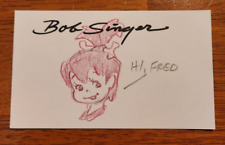 Autographed Bob Singer original PEBBLES sketch 3x5 inch card w/coa picture