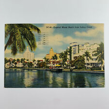 Postcard Florida Miami FL Indian Creek Beach 1953 Posted Linen picture