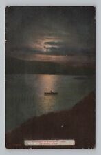 Postcard Moonlight on Pontoosuc Lake Pittsfield Massachusetts c1913 picture