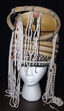 Vintage Tribal Headdress Traditional Thai  Akha Beads Shells Yarn Hand Made picture