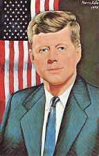 Postcard 35th US President John F. Kennedy JFK by Morris Katz 1970 Flag Politics picture