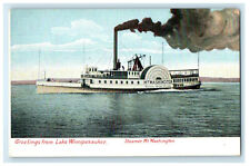 c1905s Greetings from Lake Winnipesaukee Steamer Mt. Washington NH Postcard picture