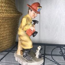Vintage Lefton Porcelain Fireman Figurine With Cats First Responder picture