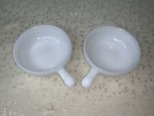 Set of 2 Vintage Glasbake Milk Glass 11 oz. Bowls with Handles Microwave Safe picture