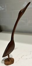 Vintage MCM Rustic Hand Carved Wood Loon Crane Sea Bird *READ picture