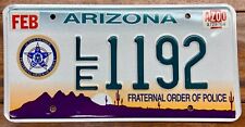 V. NICE 2000 ARIZONA FRATERNAL O- POLICE, LAW ENFORCEMENT LICENSE PLATE, LE 1192 picture
