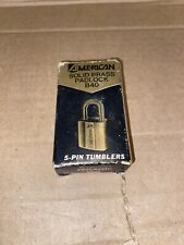 Vintage NOS American Lock Co. Solid Brass Padlock W/ 2 Keys & 5-Pin Tumblers B40 picture