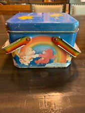 Vintage Care Bears Metal Tin  American Greetings Lunchbox Two Handles Lid picture