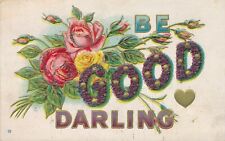 Be Good Darling Glitter Covered Greeting Postcard picture