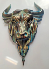CARVED BULL HEAD Solid Wood  7.5