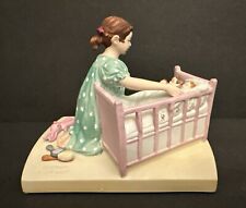 Vintage Little Mother Figurine Norman Rockwell; Young Girl w/Her Dolls In Crib picture