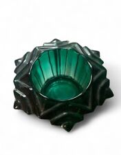Vintage Indiana Glass Company Evergreen Green Glass Votive Candle Holder Prism picture