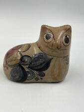 Vintage Tonala Folk Art Pottery Mexico Cat Figurine Floral picture