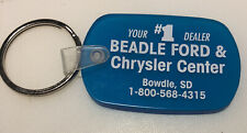 Bowdle South Dakota Beadle Ford Chrysler Center Auto Car Dealer Vintage Keychain picture