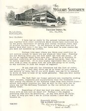 McCleary Sanitarium Missouri 1928 letter re 