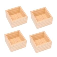 Square Small Wood Box 3.8 x 3.8 In DIY Craft Rustic Pine Plant Pot Unfinished  picture