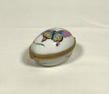 Neiman Marcus Limoges Porcelain Hinged Egg with Butterfly Design Hand Painted picture