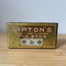 Vintage Lipton Tea Gold Tin Lipton's Orange Pekoe & Pekoe Tea Bags picture